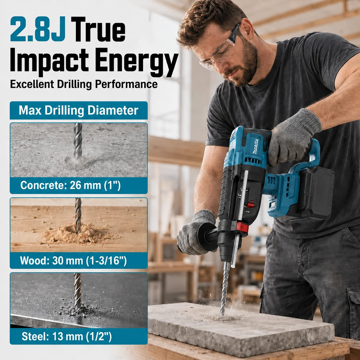 Rotary Hammer Drill 26Mm - Makita DHR242 18V LXT® Li-ion Brushless