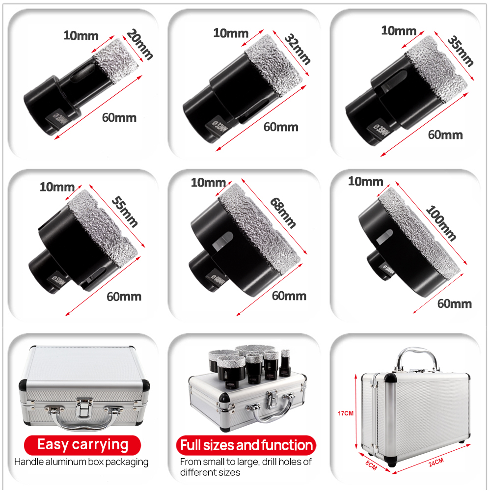DT-DIATOOL 6pcs Dia 20-100mm D - Core Drill Bit Diamond 100Mm 评论和价格
