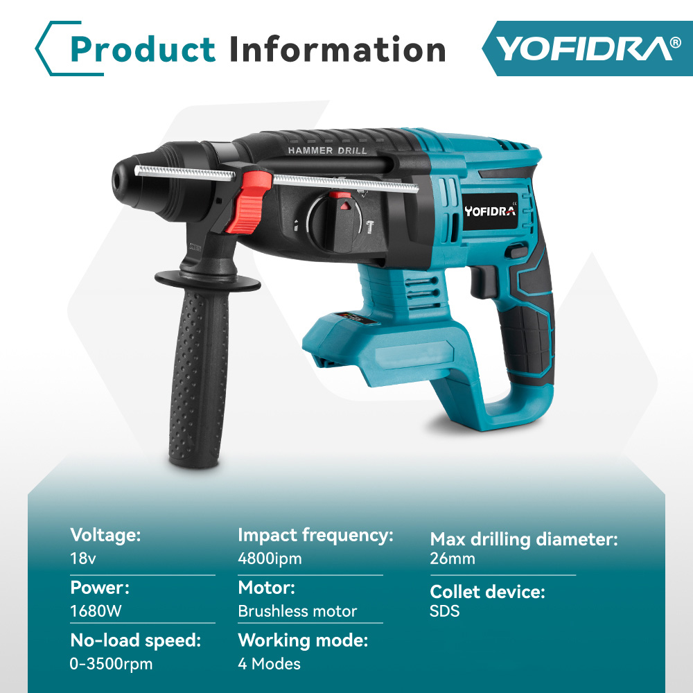 YOFIDRA 26MM Brushless Electri - Rotary Hammer Drill 26Mm 评论和价格