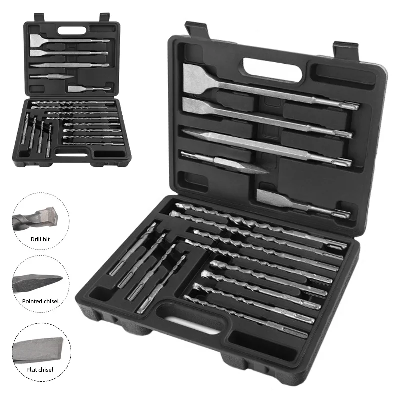 17pcs Rotary Hammer Drill Bit  - Rotary Hammer Chisel Bit Flat 评论和价格