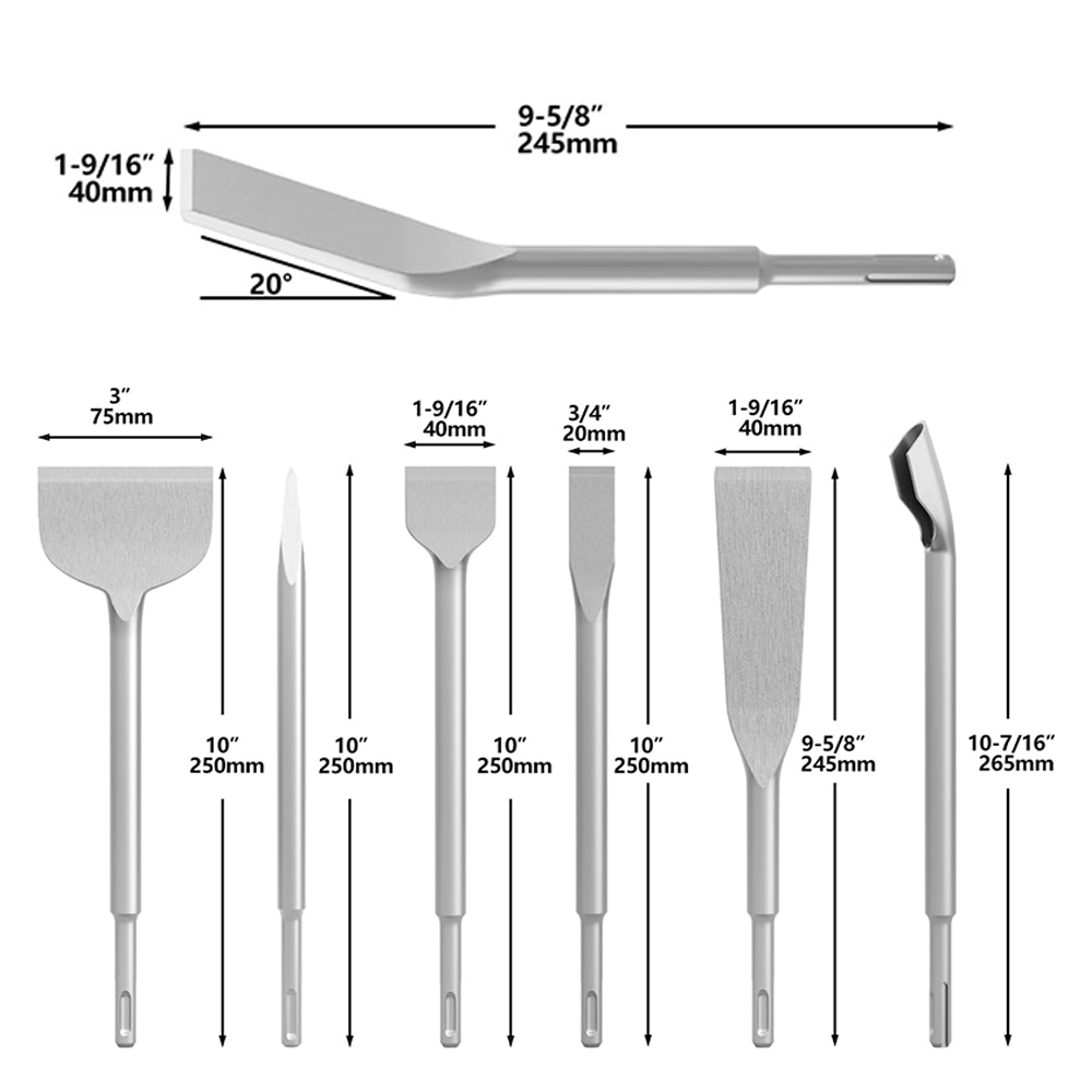 7Pcs Chisel Set SDS Plus Rotar - Rotary Hammer Chisel Bit Flat 评论和价格